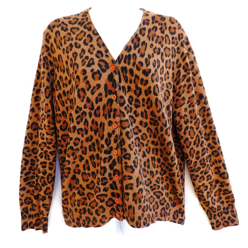 LaMBSWooL ANGoRa Vintage Chaus Animal Cheetah Cardigan Brown Black Grunge M